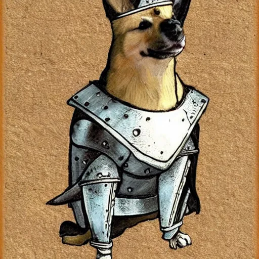 Image similar to Medieval corgi in a knights armor