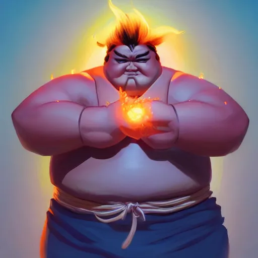 Image similar to a sumo ringe that is also a ninja lightning god with sparkles on the hands, sumo pose, 3d game fanart behance hd by Jesper Ejsing, by RHADS, Makoto Shinkai and Lois van baarle, ilya kuvshinov, rossdraws global illumination, 90s, concept