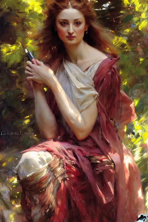 Image similar to sansa, painting by daniel gerhartz, alphonse murac, detailed art