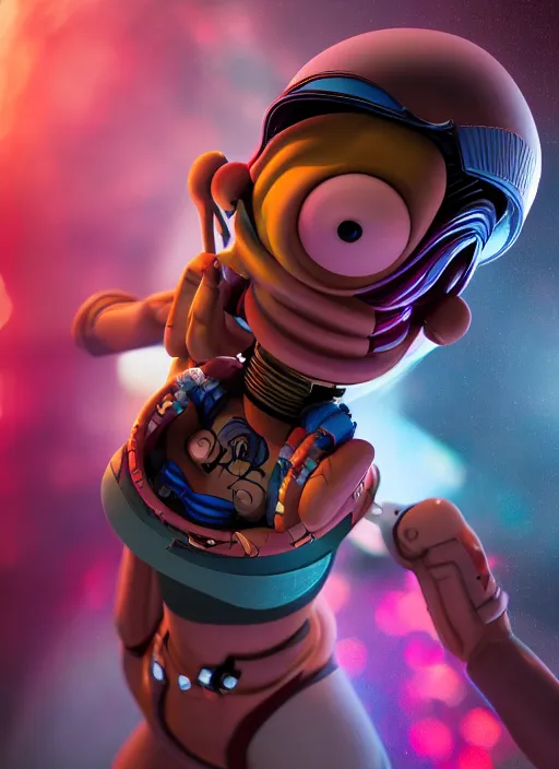 Image similar to portrait photo still of real life futurama character leela, cyclops, 8 k, 8 5 mm f 1. 8