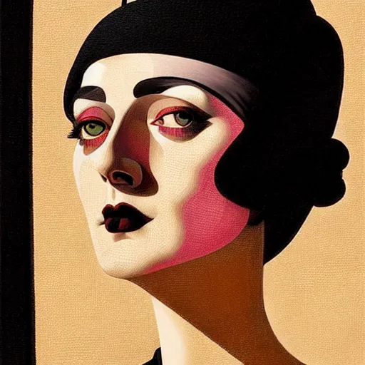 Image similar to a woman wearing weimar berlin fashion, 1 9 2 0's, looking at the camera, aesthetic, elaborate, intricate, highly detailed, detailed face, smooth, sharp focus, occlusion shadow, rim light, art by greg rutkowski and ilya kuvshinov and salvador dali,