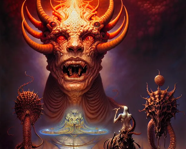 Prompt: the army of hell, fantasy character portrait made of fractals, ultra realistic, wide angle, intricate details, the fifth element artifacts, highly detailed by peter mohrbacher, hajime sorayama, wayne barlowe, boris vallejo, aaron horkey, gaston bussiere, craig mullins