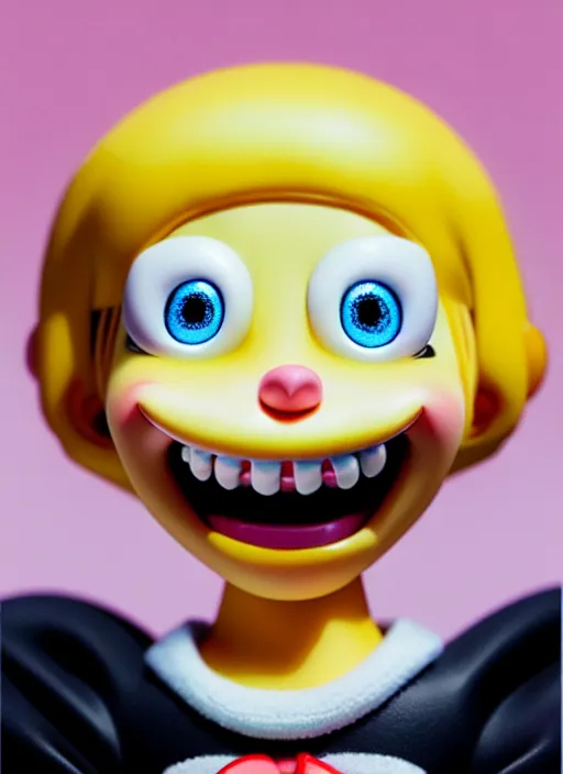 Prompt: a hyperrealistic lowbrow oil panting of a looney kawaii vocaloid figurine caricature with a big dumb goofy grin and pretty sparkling anime eyes featured on wallace and gromit by studio trigger