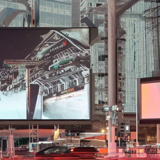 Image similar to sci-fi wall structure logotype and car on the coronation of napoleon and digital billboard in the middle in dark atmosphere by Ruan Jia Sheng Lam