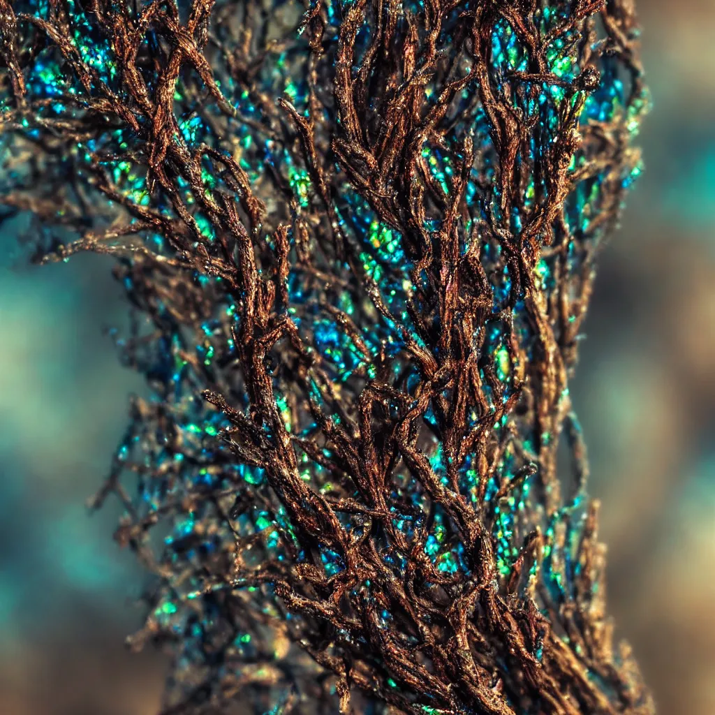 Prompt: cinestill 5 0 d photographic by christopher nolan of close - up of a dried branch in a desert forest, extreme closeup, blur, depth field, moody emotional cinematic, pouring iridescent bright spotlight, 8 k, hd, high resolution, 3 5 mm, f / 3 2, ultra realistic faces, ex machina