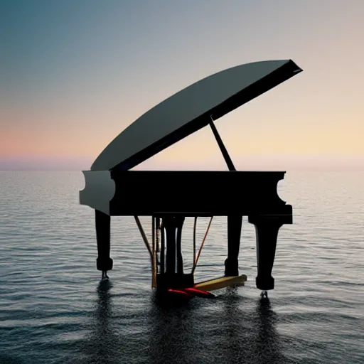 Prompt: grand piano falling into the sea, artstation