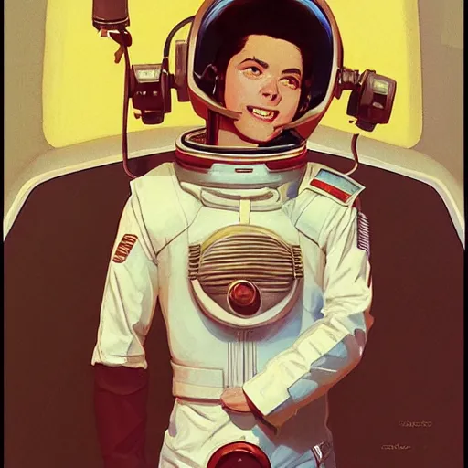 Image similar to 1 9 8 0 s space ship pilot, cool young renegade, in the style of studio ghibli, j. c. leyendecker, greg rutkowski, artem