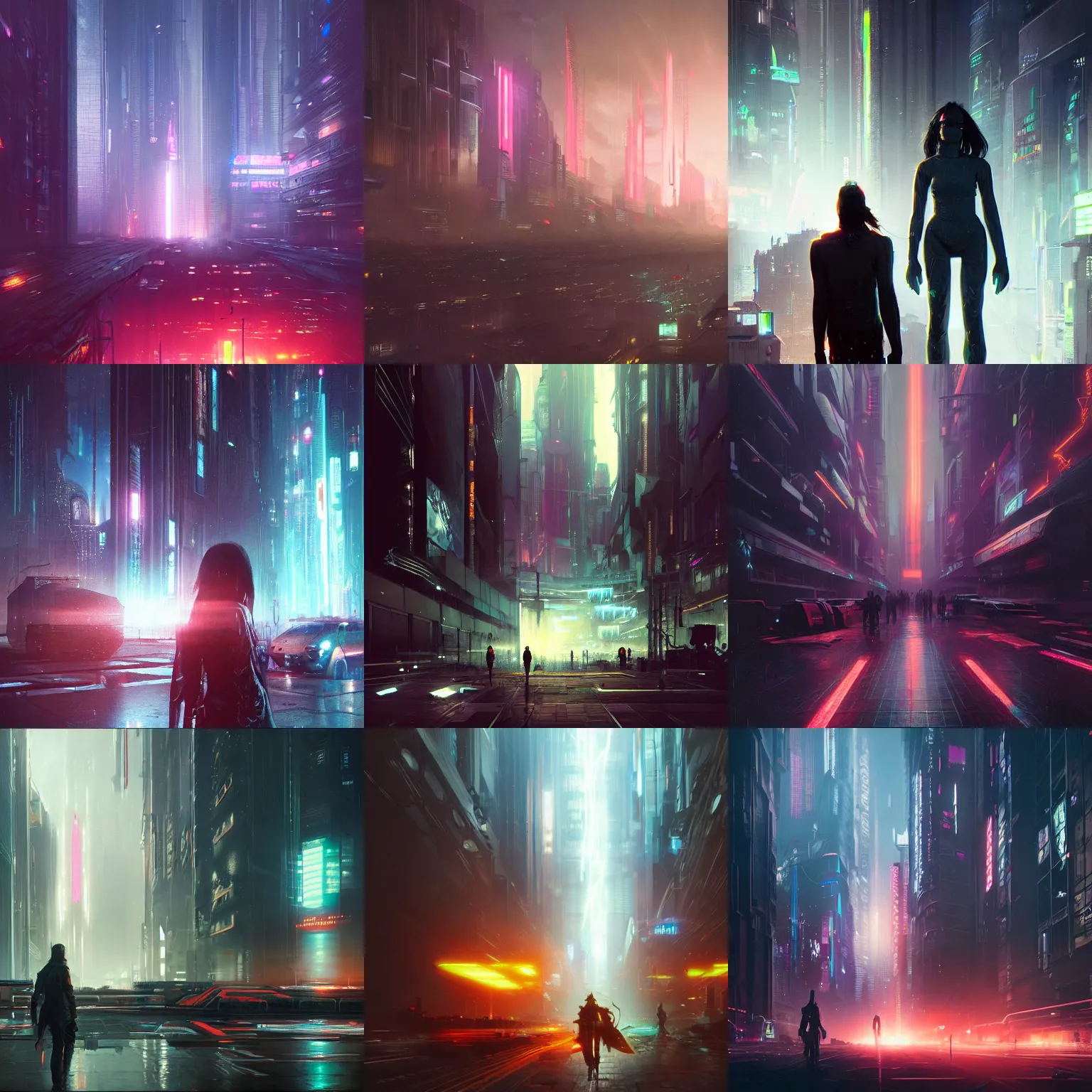 Prompt: Cyberpunk in the flesh, art by Greg Rutkowski, 8k, volumetric lightning