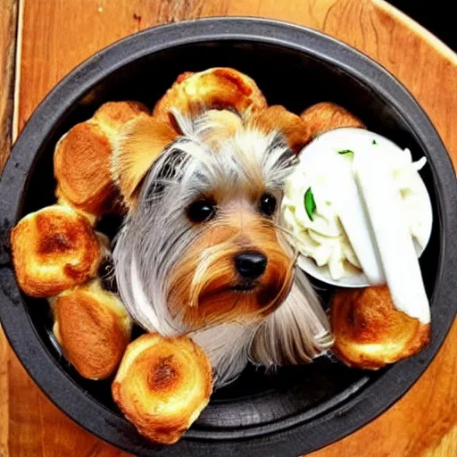 Prompt: Yorkshire terrier yorkshire pudding fusion