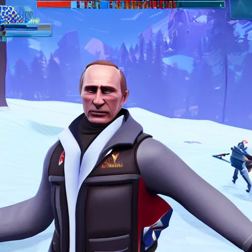 Image similar to vladimir putin as fortnite character, gameplay screenshot