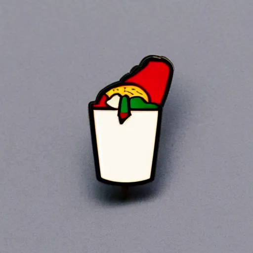 Image similar to minimalistic enamel pin of a kebab, retro design