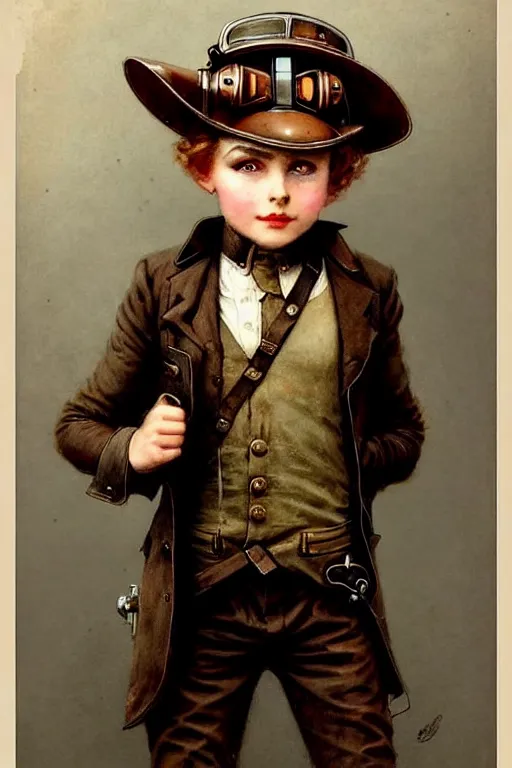 Prompt: ( ( ( ( ( 2 0 5 0 s retro future 1 0 year boy old super scientest in steampunk mechanics costume full portrait. muted colors. ) ) ) ) ) by jean - baptiste monge!!!!!!!!!!!!!!!!!!!!!!!!!!!!!!