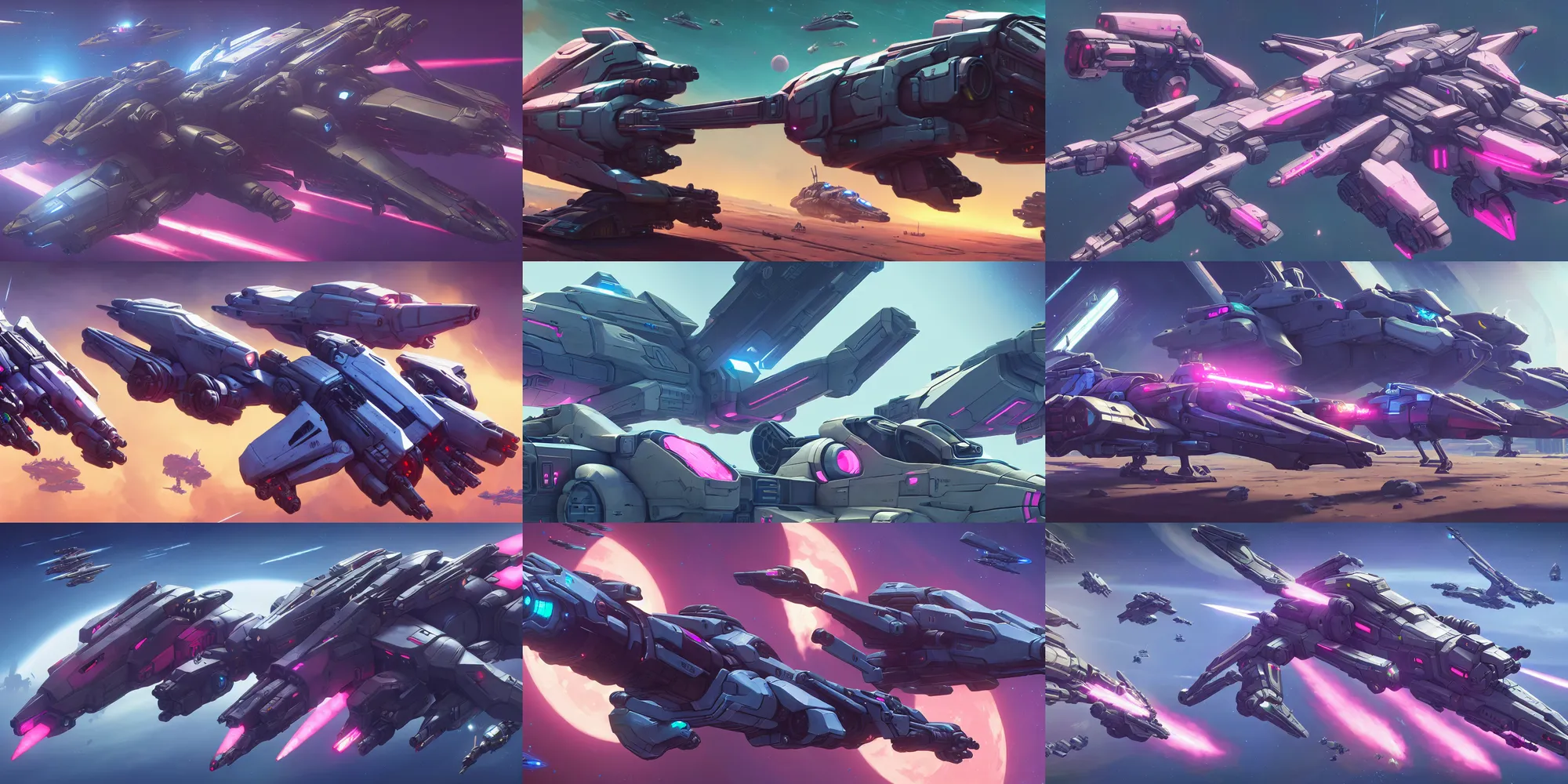 Prompt: game asset of star citizen vehicles and mech, cockpit, machine, in gouache detailed paintings, props, stylized, 2 d sprites, kitbash, arcane, overwatch, blue and pink color scheme, 8 k, close up