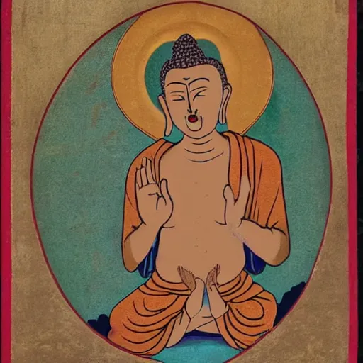 Prompt: Buddha screaming at Jesus