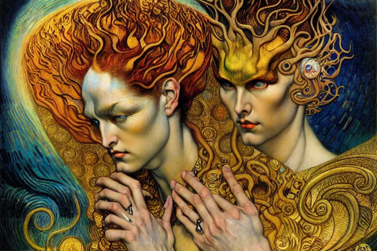 Image similar to Divine Chaos Engine by Karol Bak, Jean Delville, William Blake, Gustav Klimt, and Vincent Van Gogh, symbolist, visionary