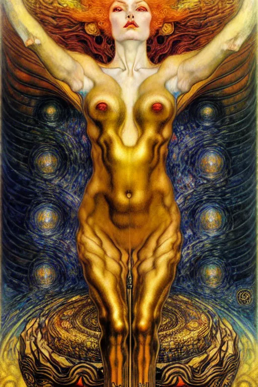 Image similar to Divine Chaos Engine by Karol Bak, Jean Delville, William Blake, Gustav Klimt, and Vincent Van Gogh, symbolist, visionary