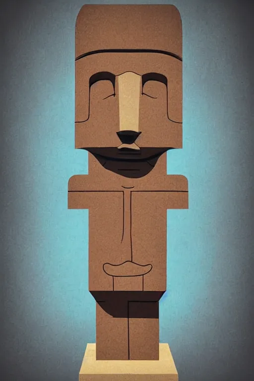 Image similar to cubist moai statue cutout digital illustration cartoon colorful beeple