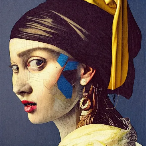 Image similar to portrait of a woman by Sandra Chevrier and Vermeer