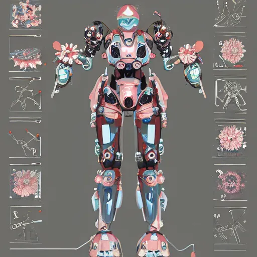 Image similar to symmetry, waterlily mobile combat suit floral robot, biomechanical, waterlily mecha nymphaea, detailed illustration, concept art, smooth, sharp focus, by eero saarinen