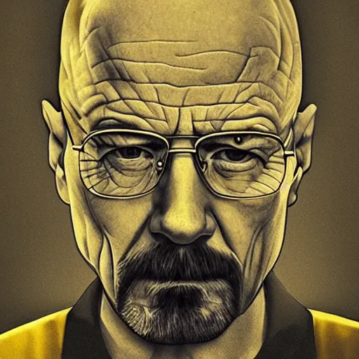 Prompt: portrait of Walter White, yellow lighting, highly detailed