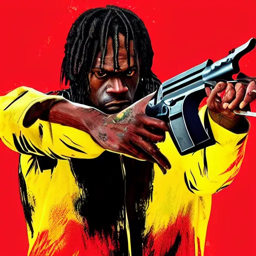 Image similar to Rapper Chief Keef In red dead redemption 2 digital art 4K quality super realistic