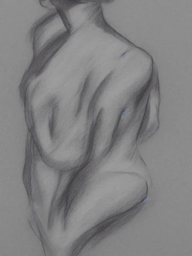 Image similar to chalk and charcoal life drawing of an elegant figure model | on toned paper