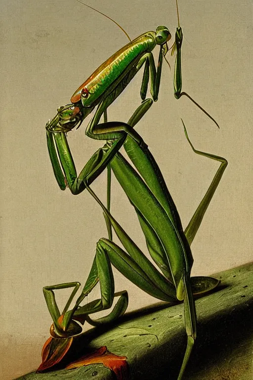 Image similar to praying mantis on saxaphone, by pierre - joseph redoute