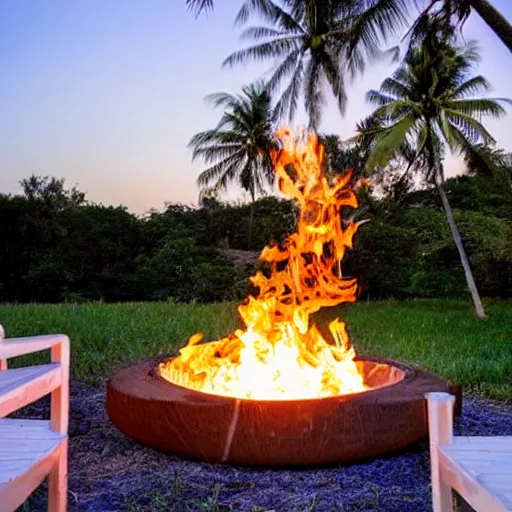 Image similar to a coconut fire pit