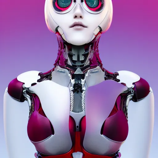 Prompt: beautiful eva elfie, biomechanical woman, chimeric organism, pale white skin, organic polycarbon, pink hair, full frontal portrait, ex machina, highly detailed, transhumanist, sinewy, mendelbrot fractal, trending on artstation, oppai cyberpunk dancer, octane render, hdr, uhd 4k