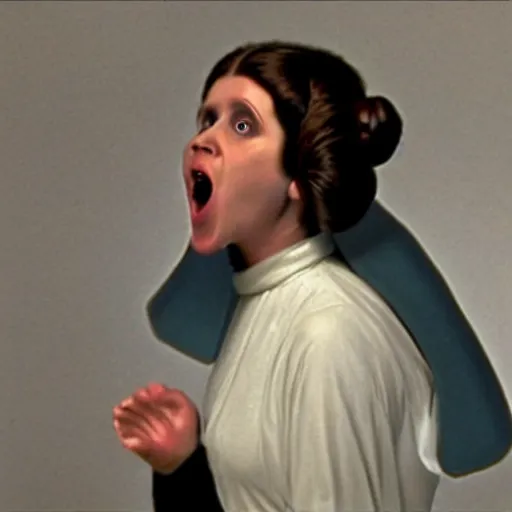 Image similar to a film still of princess leia screaming, artwork by caravaggio