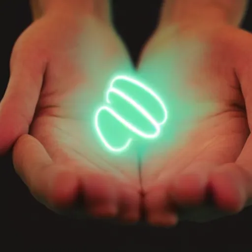 Prompt: a floating glowing infinity in someone's hands