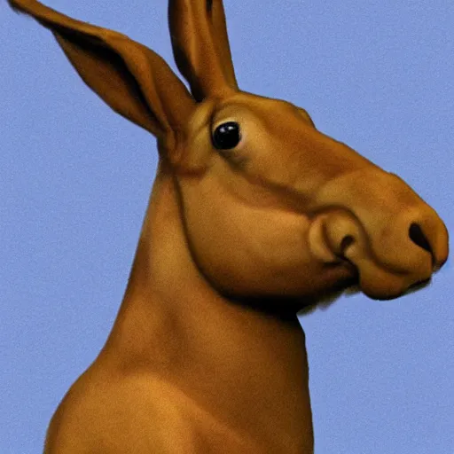 Image similar to a horse with a rabbit head, real photograph, mutant animal