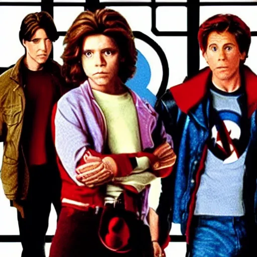 Image similar to still movie frame of the breakfast club but with the avengers. highly detailed. studio lighting.