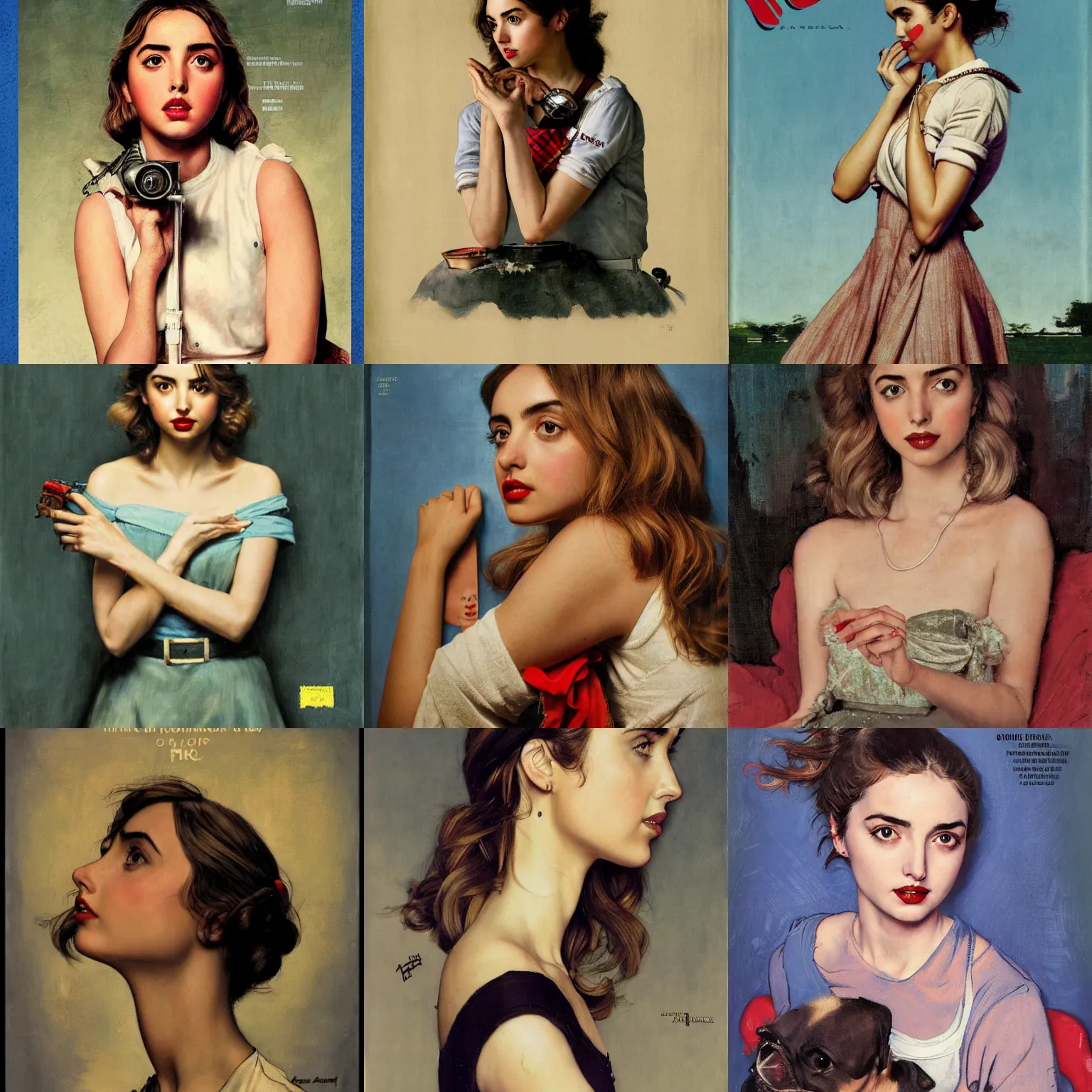 Prompt: ana de armas, by norman rockwell