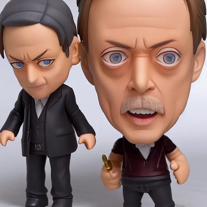 Image similar to a nendoroid of Steve Buscemi, figurine, product photo, detailed