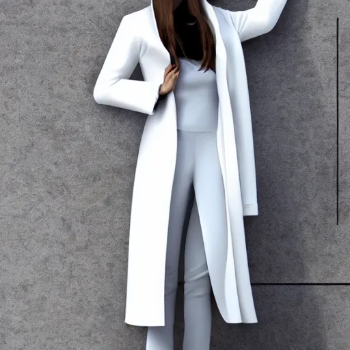 Image similar to futuristic sci - fi white coat, clothing design