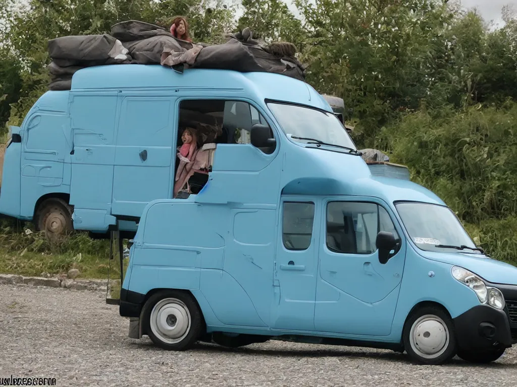 Prompt: Renault 4 Master in the movie Howl`s Moving Castle