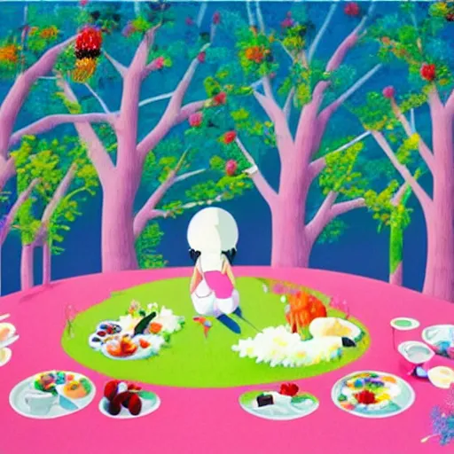 Prompt: picnic by Chiho Aoshima