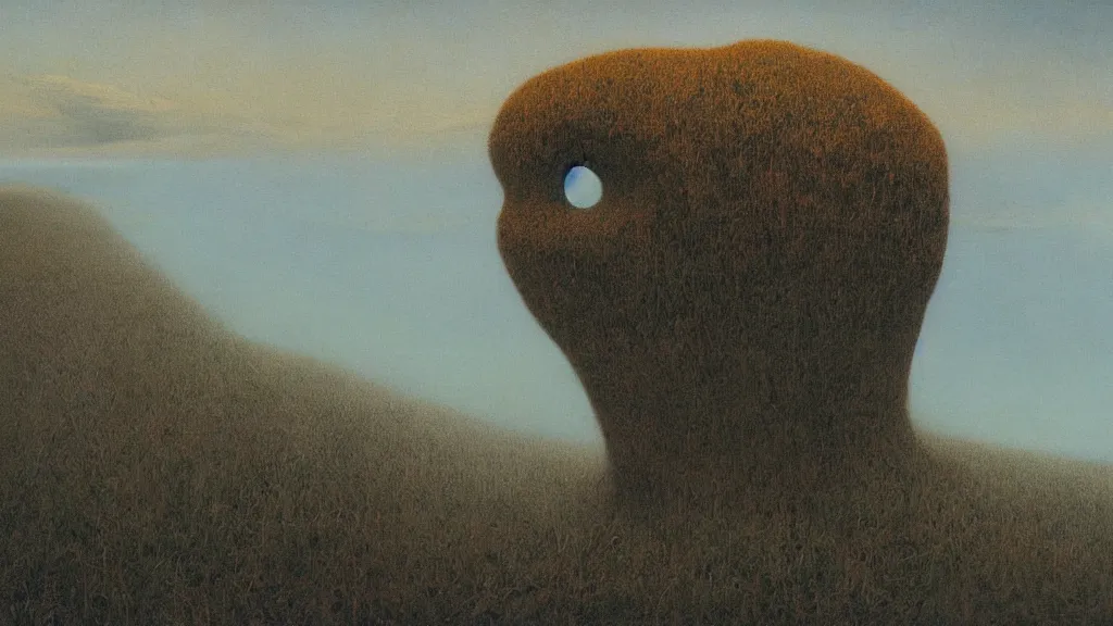 Image similar to scary landscape with a vital wheat gluten monster 4 k painted by zdzisław beksinski