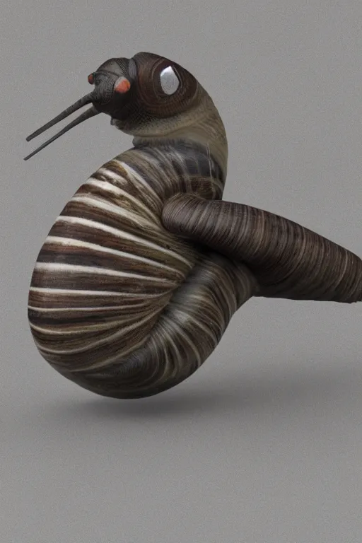 Image similar to snail crow hybrid, photorealistic 3 d render 4 k