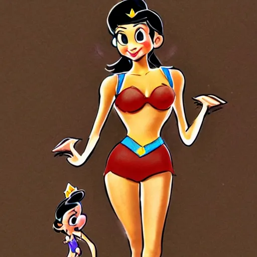 Prompt: milt kahl sketch of victoria justice with kim kardashian body as princess daisy from super mario bros