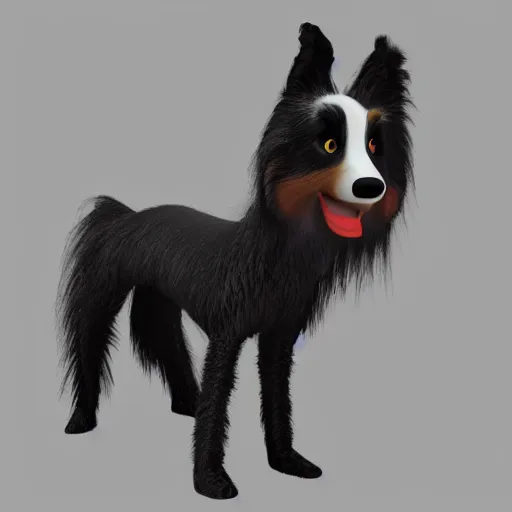 Prompt: black sheltie 3 d render from pixar