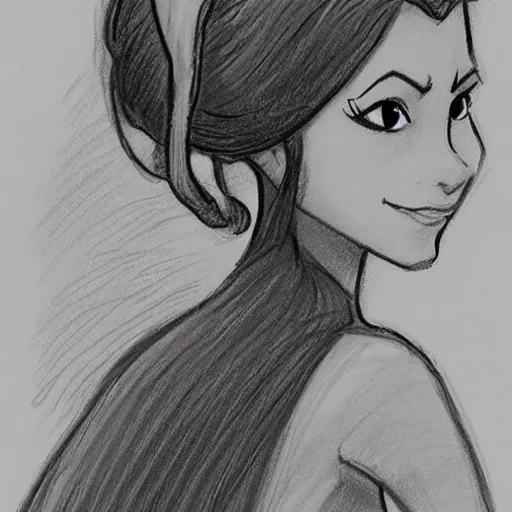 Image similar to milt kahl sketch of victoria justice with tendrils hair style as princess padme from star wars episode 3