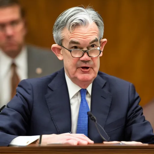 Prompt: jerome powell debating jerome powell in front of congress