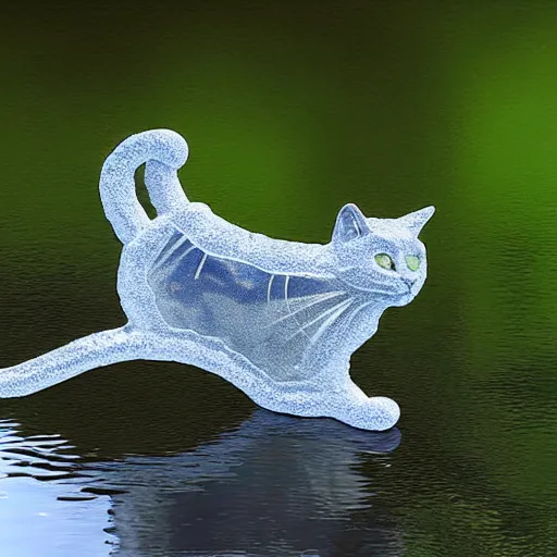 Prompt: cat made of water