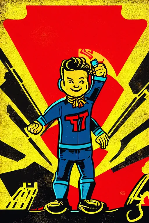 Image similar to fallout 7 6 retro futurist illustration art by butcher billy, sticker, colorful, illustration, highly detailed, simple, smooth and clean vector curves, no jagged lines, vector art, smooth andy warhol style