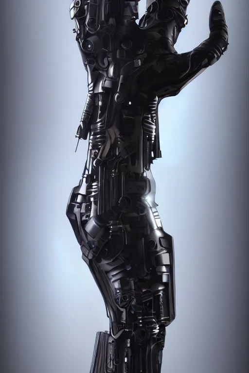 Prompt: a cyberpunk dark metallic arm prosthesis realistic proportions, electric, close look, sci - fi, rpg, digital painting, artstation, concept art, smooth, 8 k frostbite 3 engine, ultra detailed