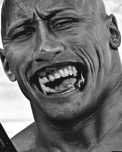 Image similar to film still close up shot of dwayne johnson in the movie mad max 2 the road warrior. photographic, photography