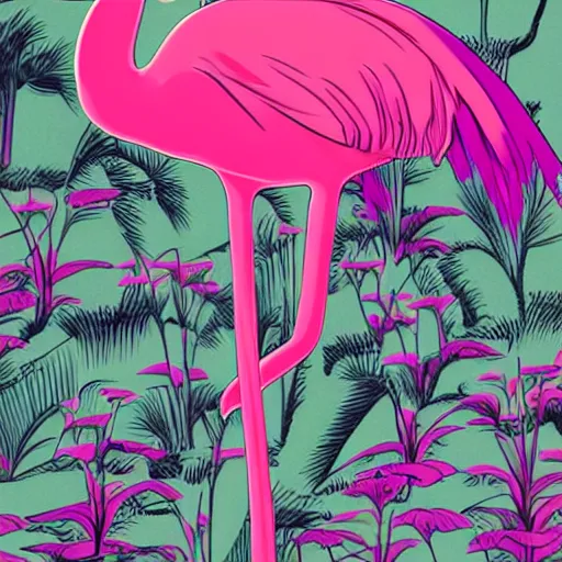 Prompt: flamingo graphic novel