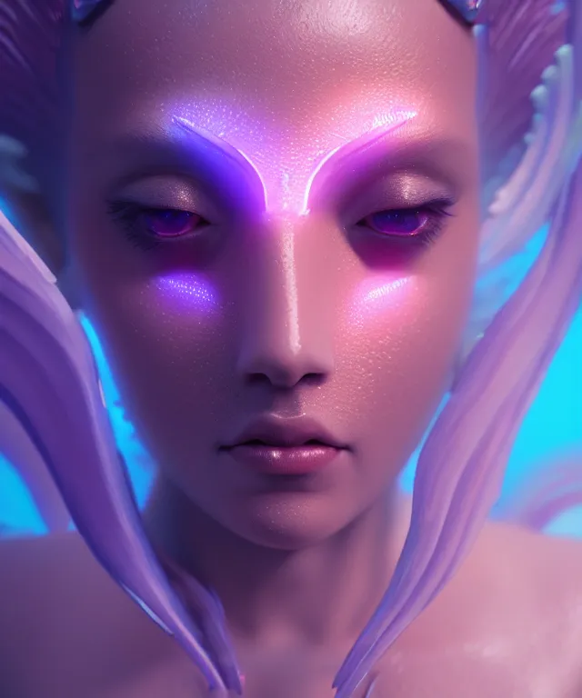 Image similar to goddess close-up portrait. betta fish, phoenix, bioluminiscent creature, intricate artwork by Tooth Wu and wlop and beeple. octane render, trending on artstation, greg rutkowski very coherent symmetrical artwork. cinematic, hyper realism, high detail, octane render, 8k